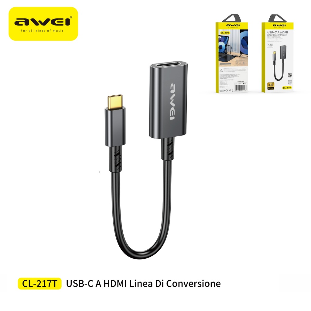AWEI CL-217T Adattatore Type-C a HDMI 0,2 m
