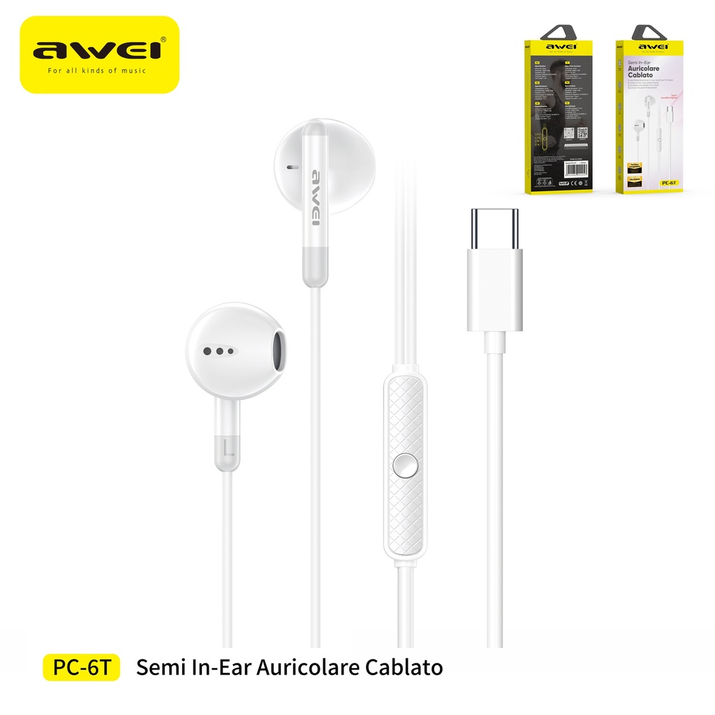 AWEI PC-6T Auricolari Cablati Type-C