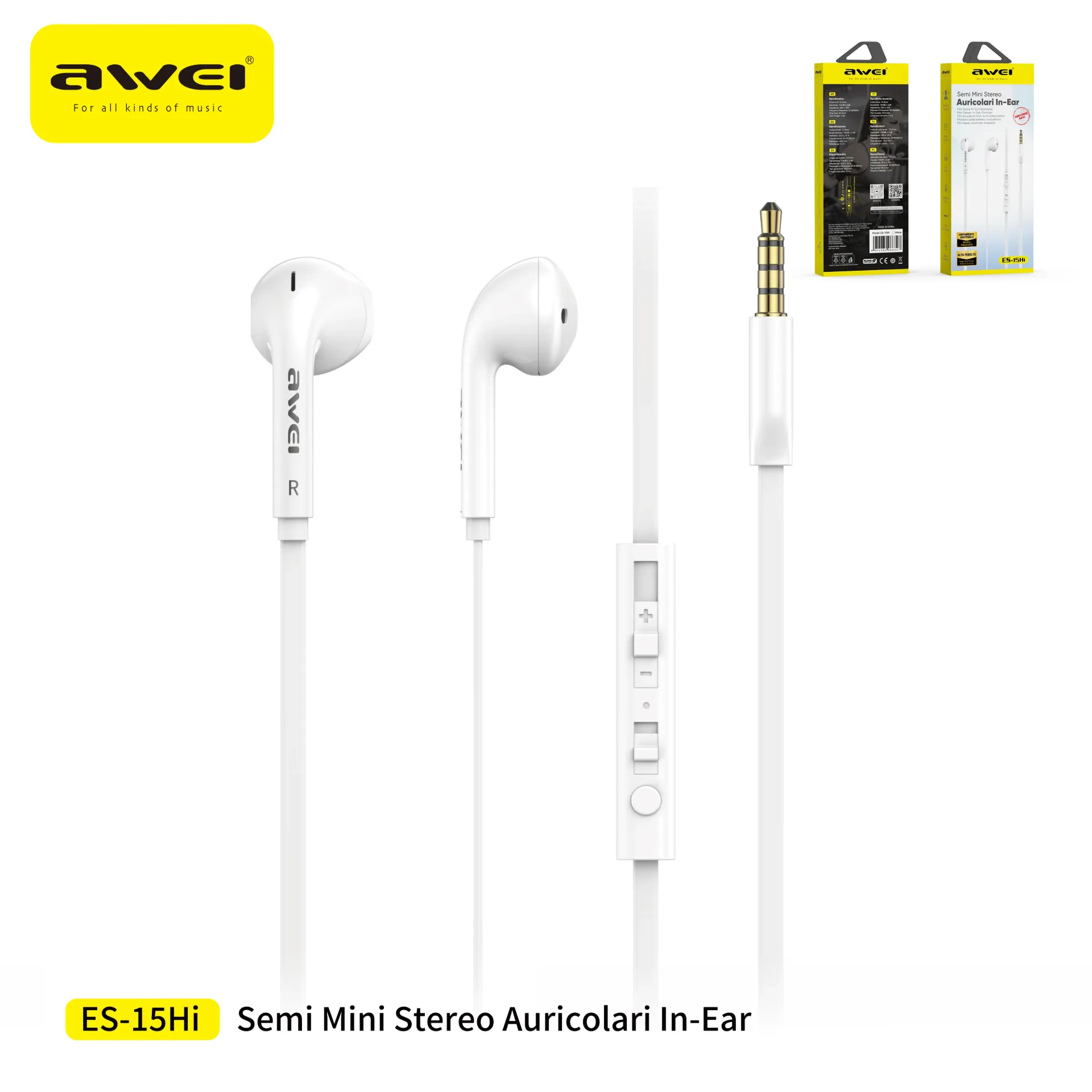 AWEI ES-15hi Auricolari Cablati 3,5 mm