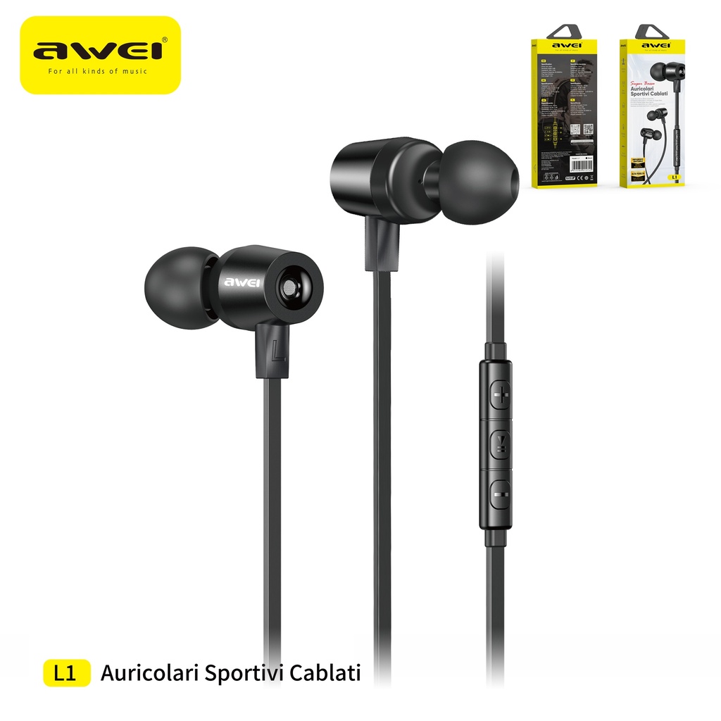 AWEI L1 Auricolari Cablati Spina da 3,5 mm Stereo Surround
