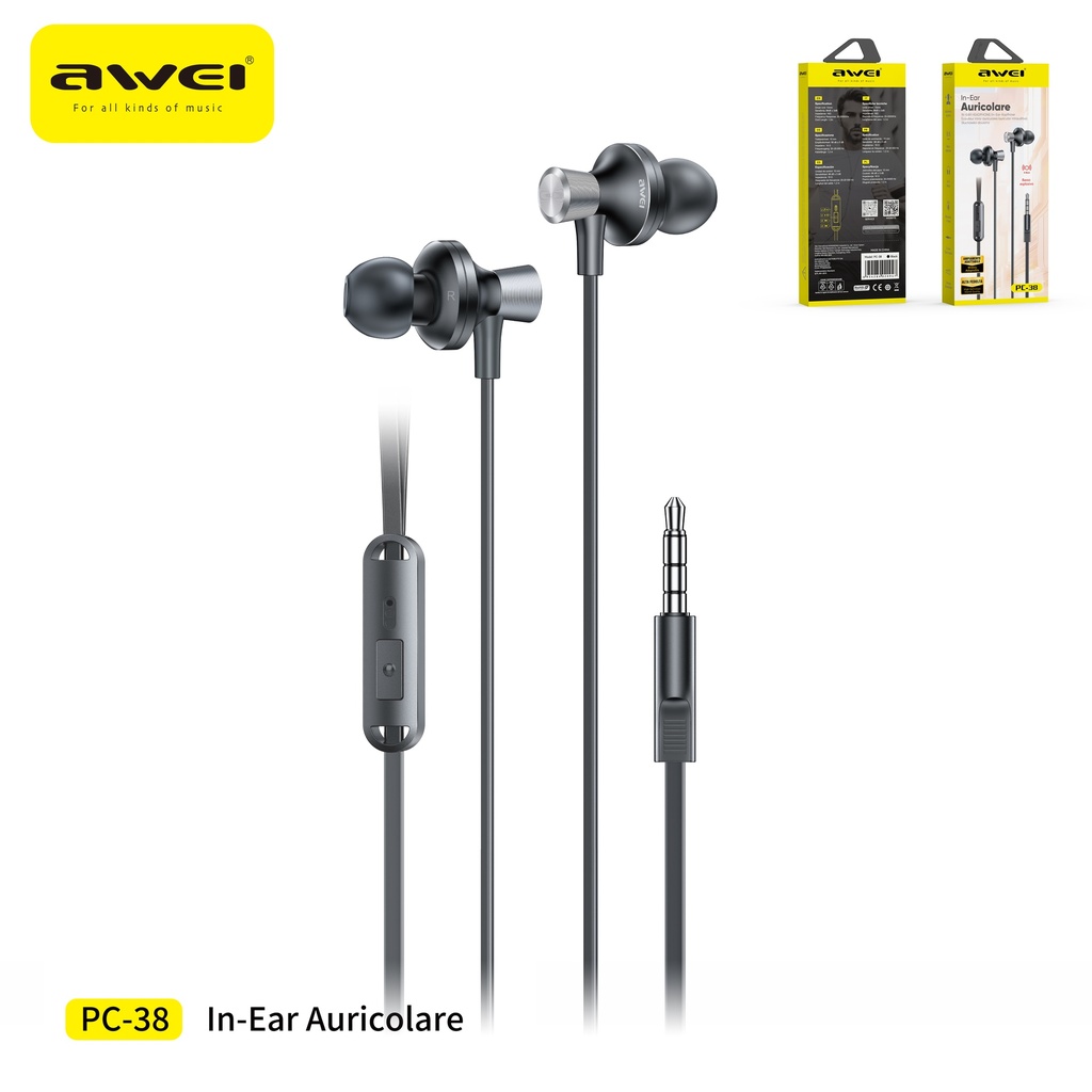 AWEI PC-38 Auricolari Cablati 3,5 mm