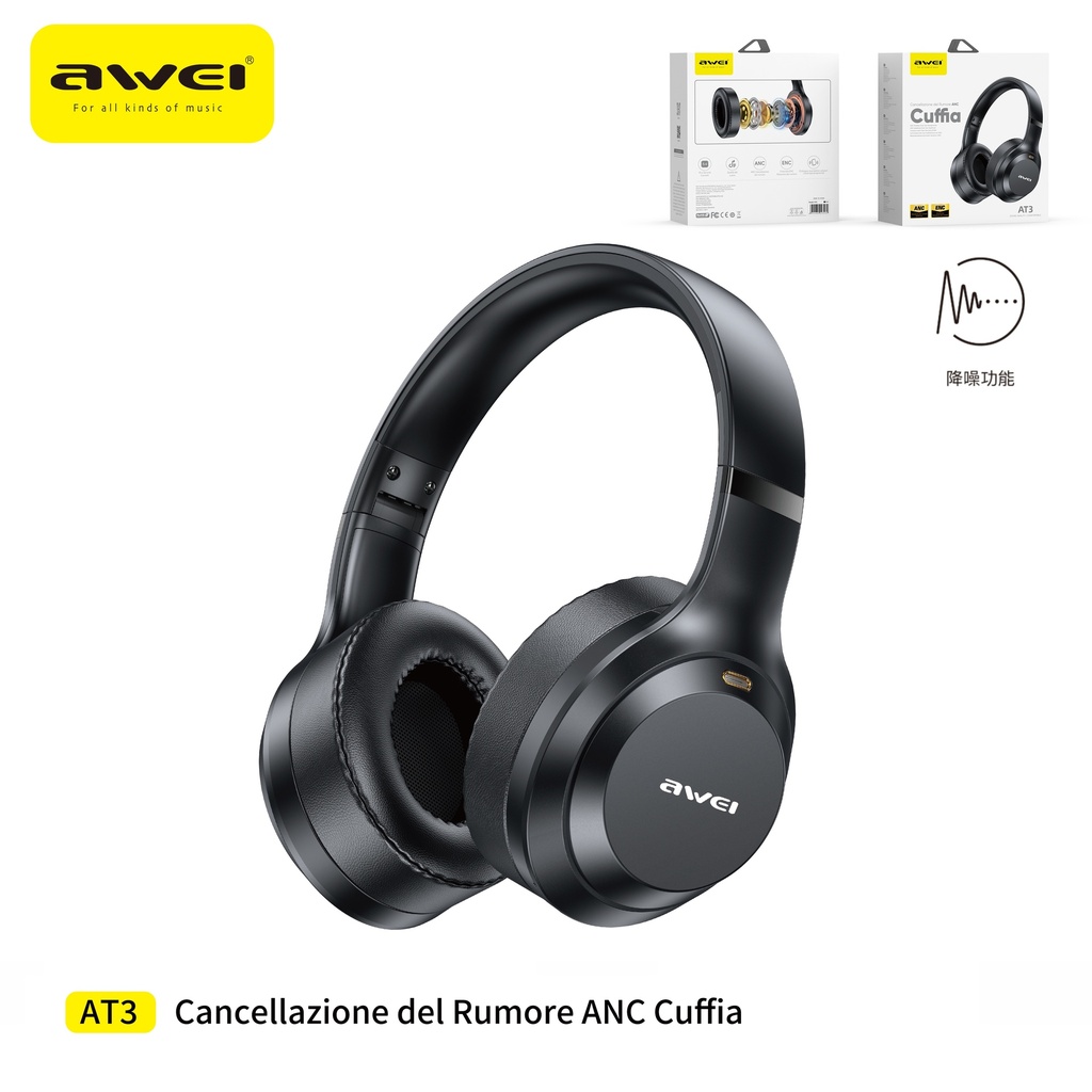 AWEI AT3-ANC Cuffie Bluetooth con ANC + ENC