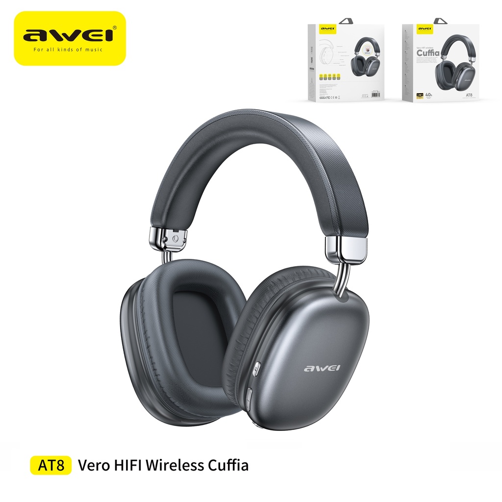 AWEI AT8-BK Cuffie Wireless Nero
