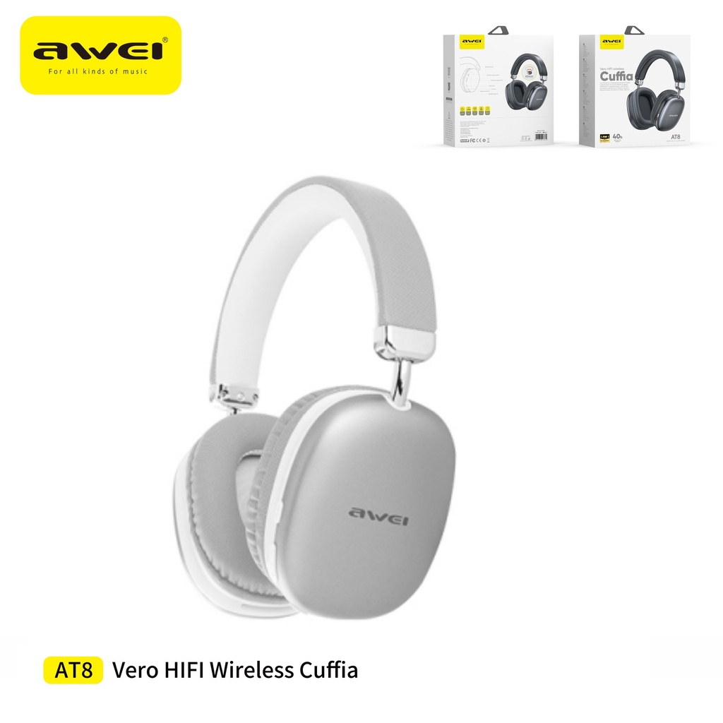 AWEI AT8-SI Cuffie Wireless Argento