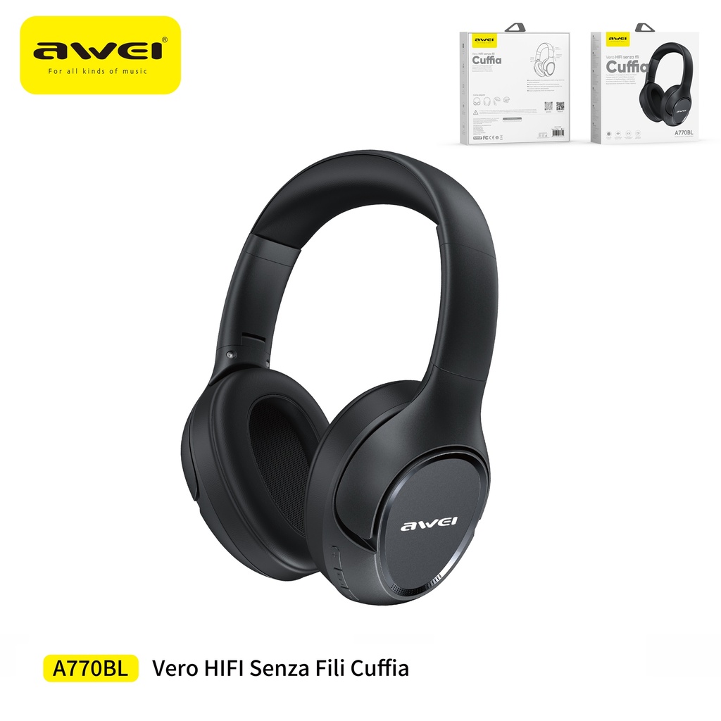 AWEI A770BL Cuffie Over-Ear Stereo Wireless Bluetooth