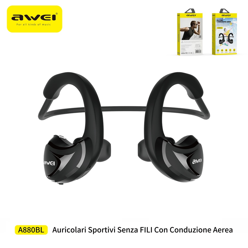 AWEI A880BL Cuffie Sportivo True Wireless Nero