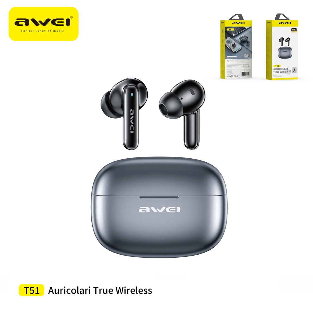 [T51-Gr] AWEI T51-Gr Auricolari Bluetooth Sport Grigio