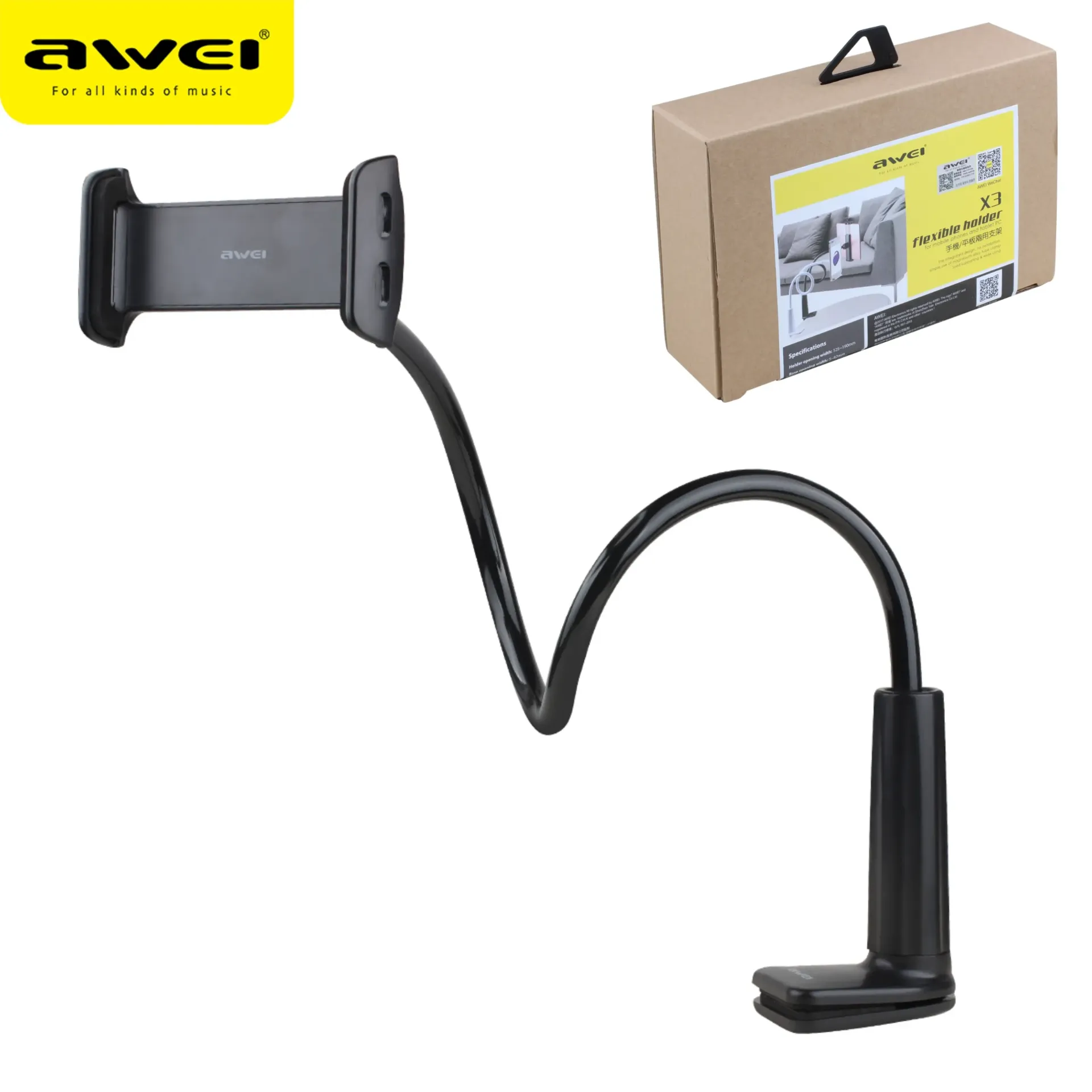 AWEI X3-BK Supporto Smartphone Flessibile