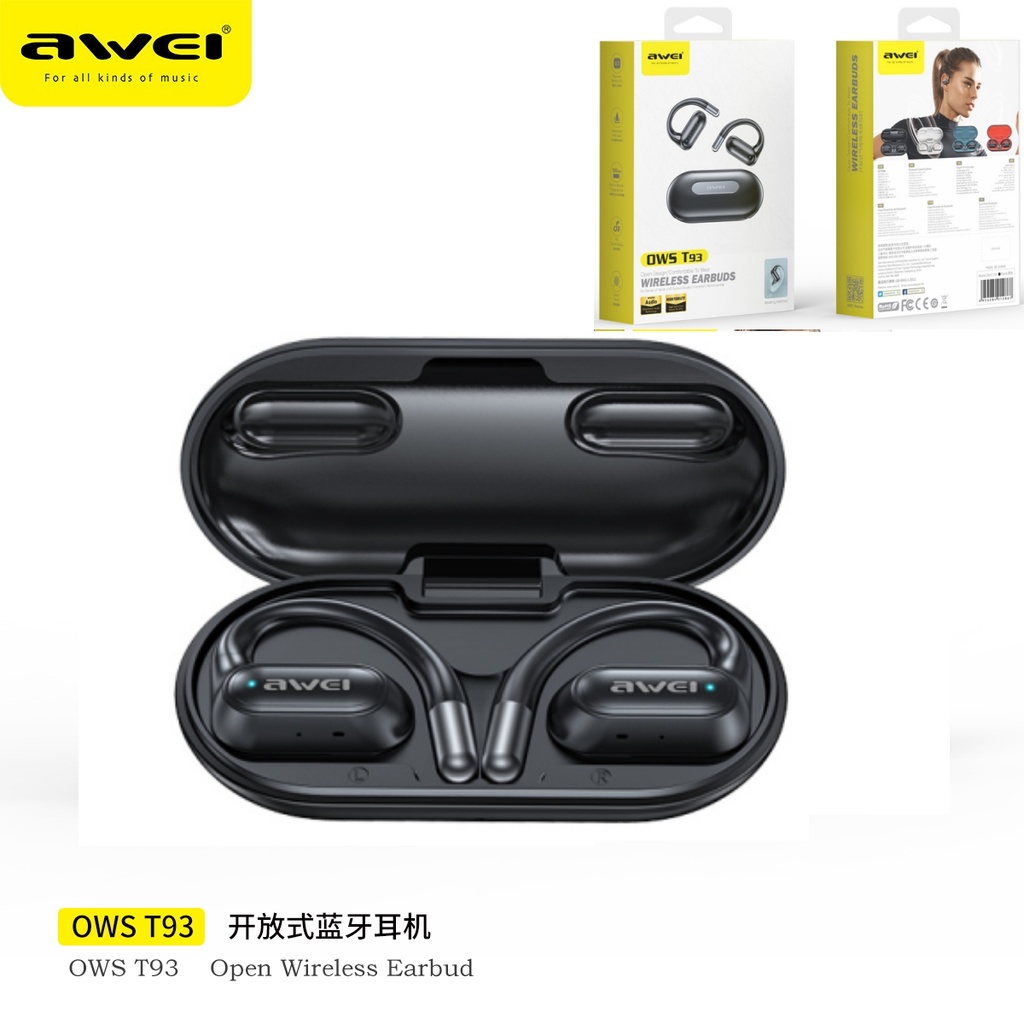 AWEI T93BK OWS Wireless Auricolari Nero