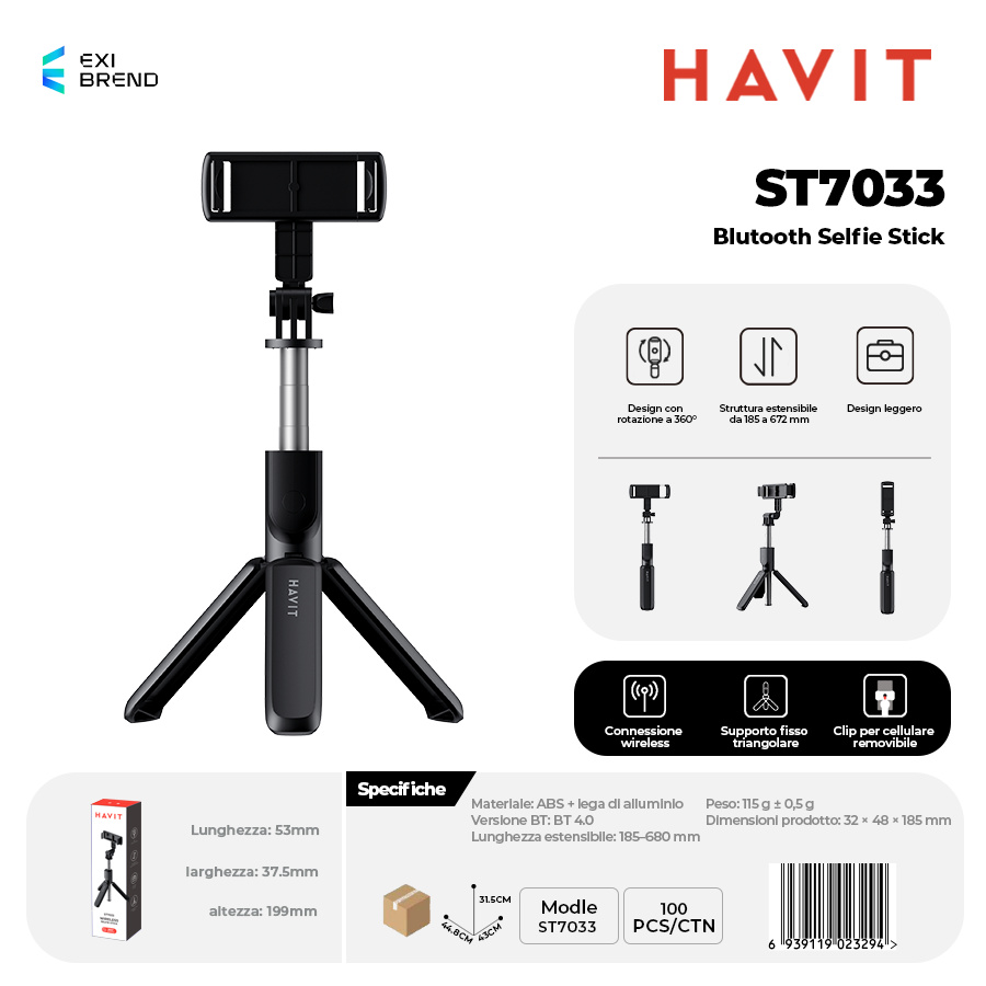 HAVIT ST7033 Bluetooth Selfie Stick