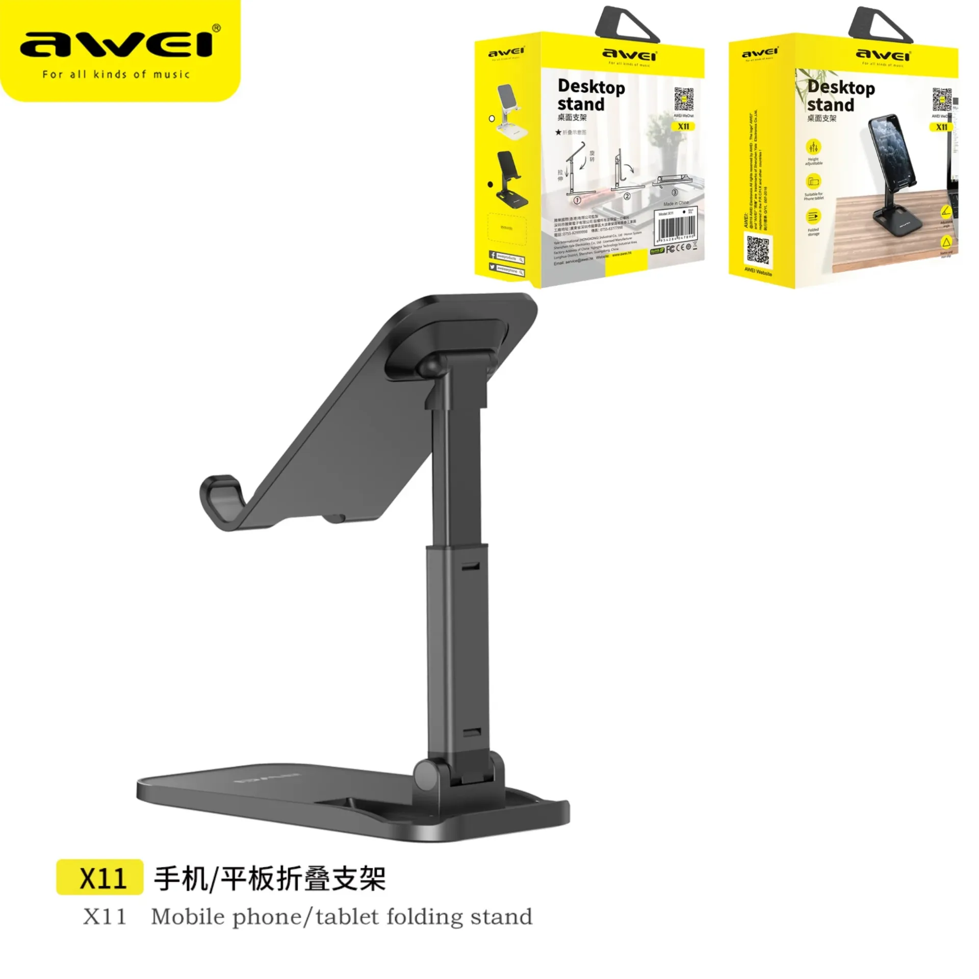 AWEI X11-BK Supporto Smartphone da Tavolo