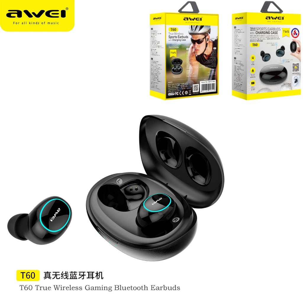 AWEI T60 Cuffie LED Wireless Nero